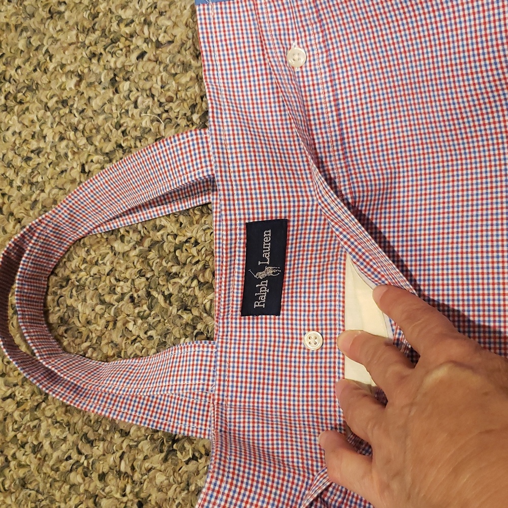 Ralph Lauren Red White and Blue Micro Plaid Tote Bag with Structured Design. - Picture 2 of 7